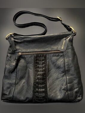 GREAT AMERICAN Leather Works- Black Leather Western Crossbody Purse Bag- EUC